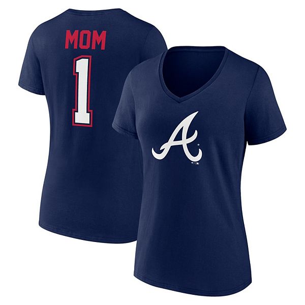 

Футболка с V-образным вырезом Atlanta Braves #1 Mom для женщин plus size Unbranded
