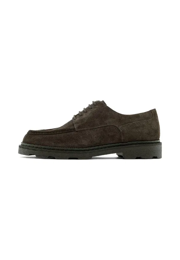 Ботинки Massimo Dutti Moc toe split lace ups, темно-коричневый