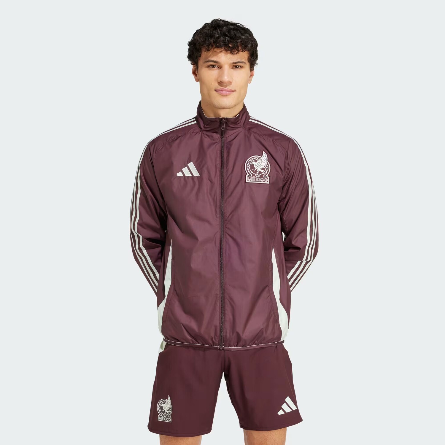 

Куртка с изображением гимна Мексики Adidas, цвет Dark Burgundy/Linen Green