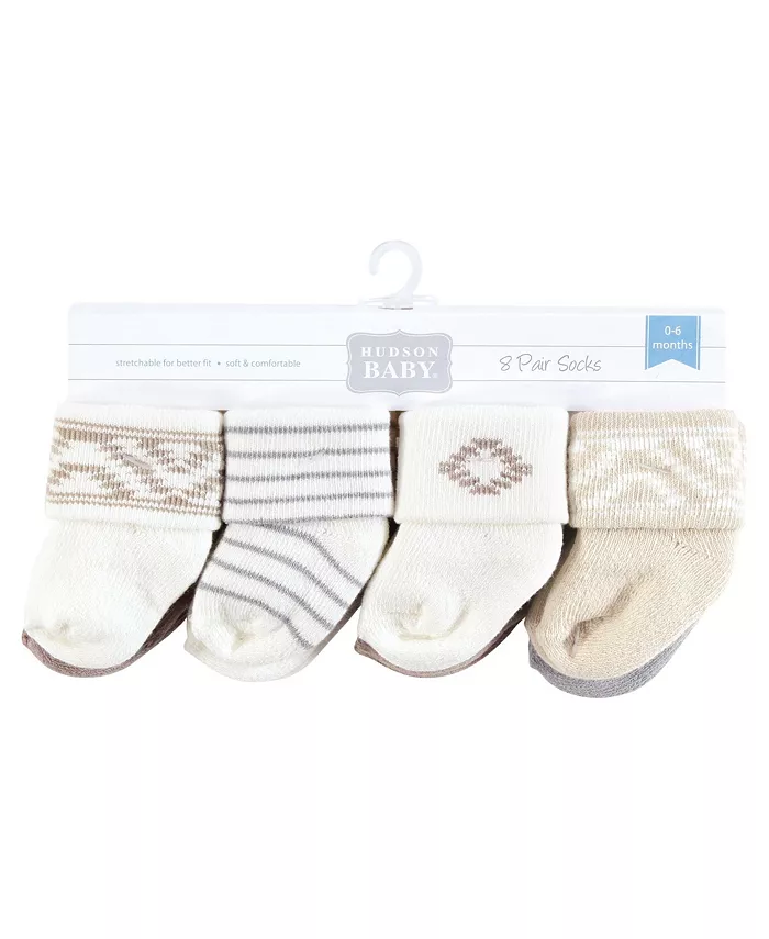 Махровые носки Hudson Unisex из хлопковой смеси с плюшем для мальчиков Hudson Baby, коричневый/бежевый — фото 2