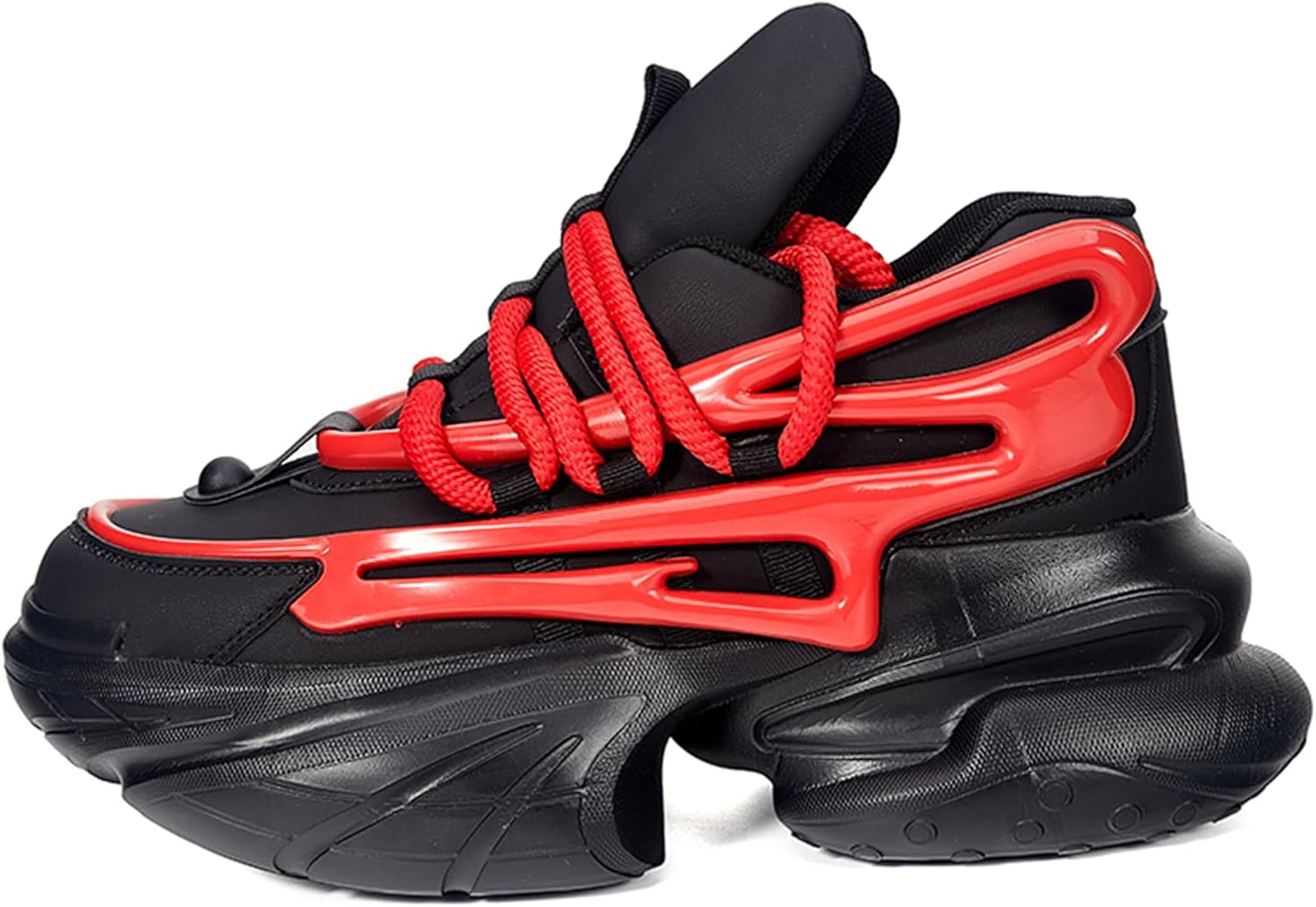 

Мужские модные кожаные кроссовки на шнуровке с платформой, массивной подошвой, удобные, противоскользящие, повседневные, для работы, ходьбы, бега, тенниса, вождения, кеды-«папины» Qklmwes, красный