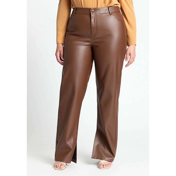 

Женские брюки из искусственной кожи с разрезом по низу Plus Size Eloquii, Rocky Road