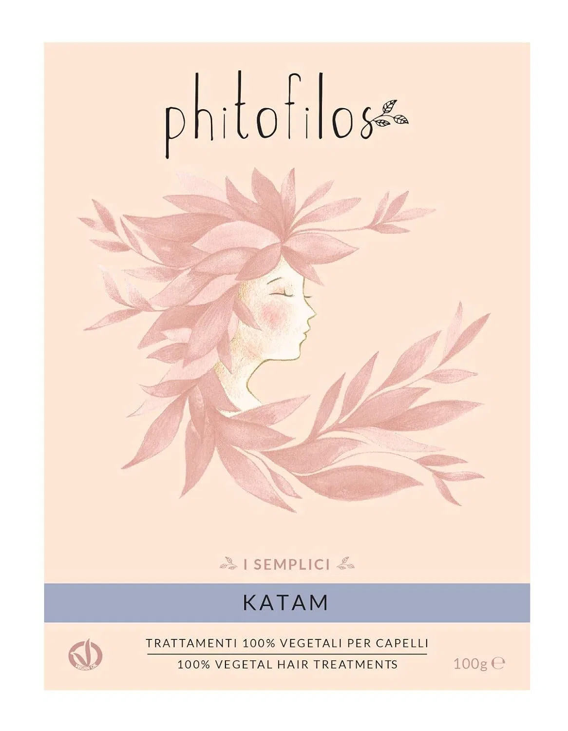 Натуральная черная краска для волос «Katam» с фиолетовым подтоном от PHITOFILOS, 100 г Phitofilos