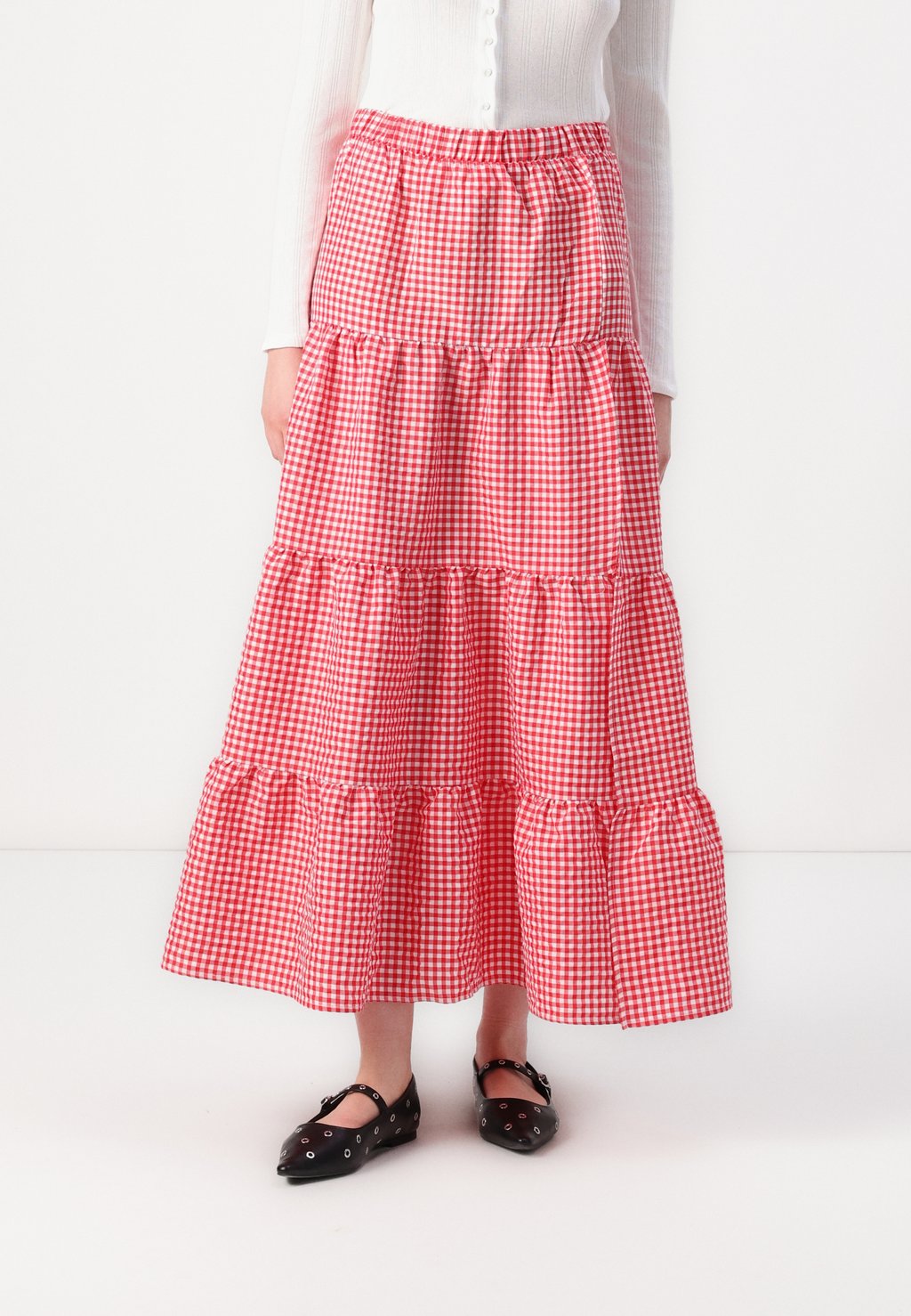 

Юбка макси NMDIMITRA LAYER CHECK SKIRT Noisy May, красный