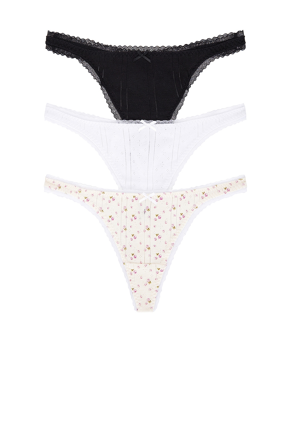 

Комплект из 3 стрингов Cou Cou Intimates, цвет Black, White, & English Rose
