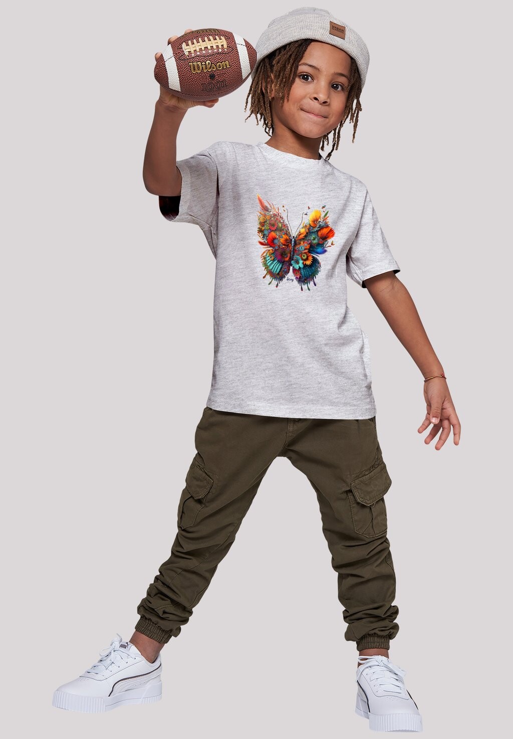 

Футболка с принтом SCHMETTERLING BLUMEN UNISEX F4NT4STIC, цвет heather grey