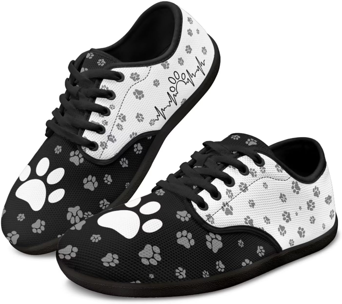 

Кроссовки Binienty Barefoot для женщин и мужчин с нулевым перепадом, удобные шнуровки, для повседневных прогулок и спорта, Dog Paw Print