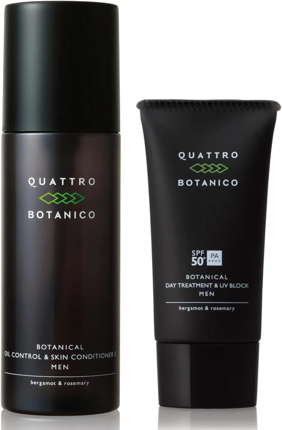 Набор для ухода за кожей лица QUATTRO BOTANICO: лосьон для контроля жирности 150 мл и солнцезащитный крем SPF50+ 50 г, черный
