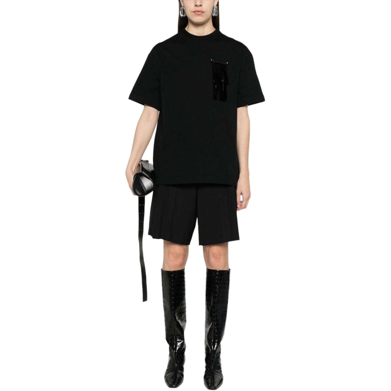 Футболка с бахромой и брошью JIL SANDER, черный — фото 3