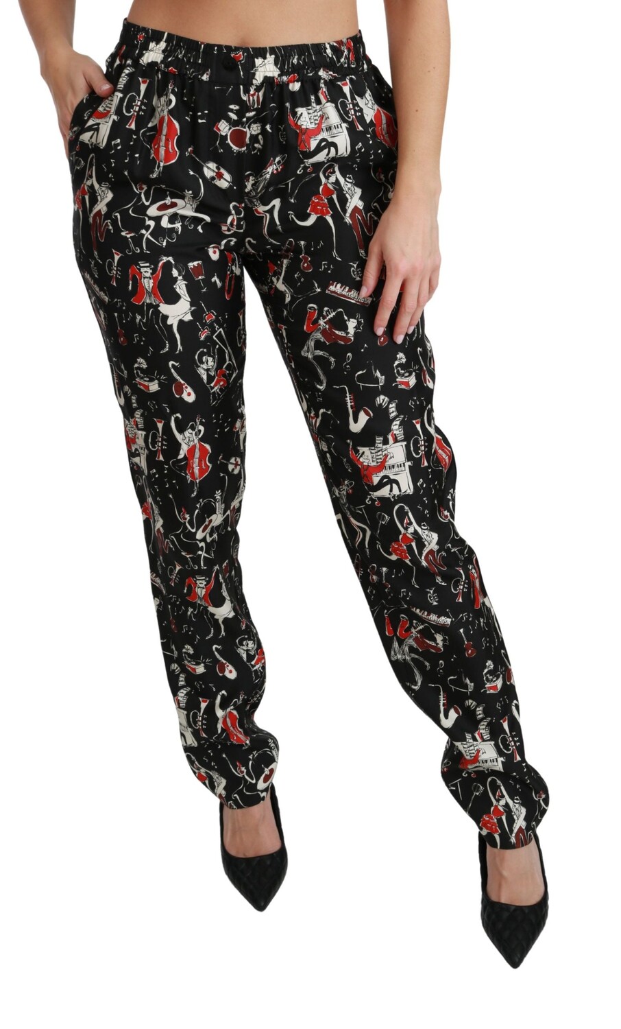 

Dolce & Gabbana гладкие шелковые женские брюки узкого кроя со средней посадкой, черный
