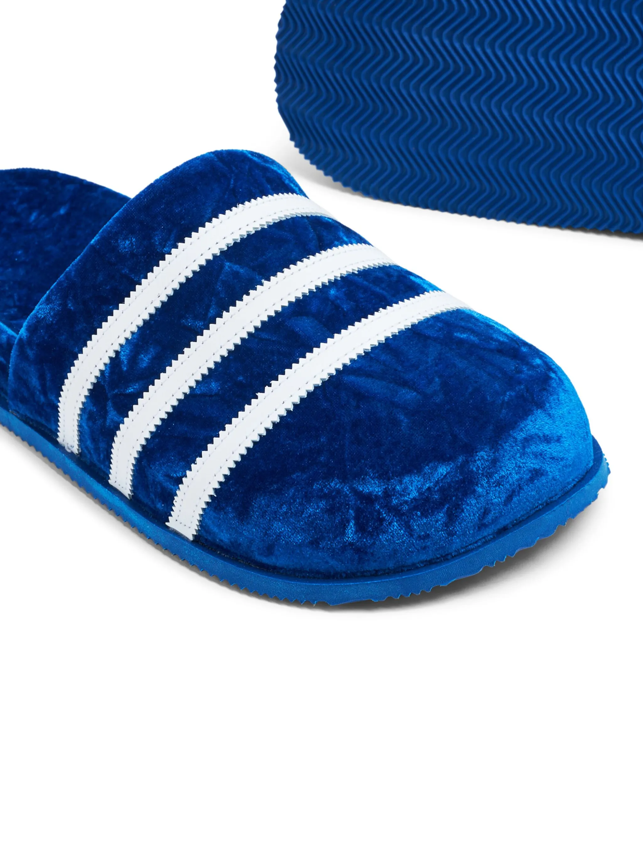 Бархатные шлепанцы с закругленным носком Adidas, синий — фото 2