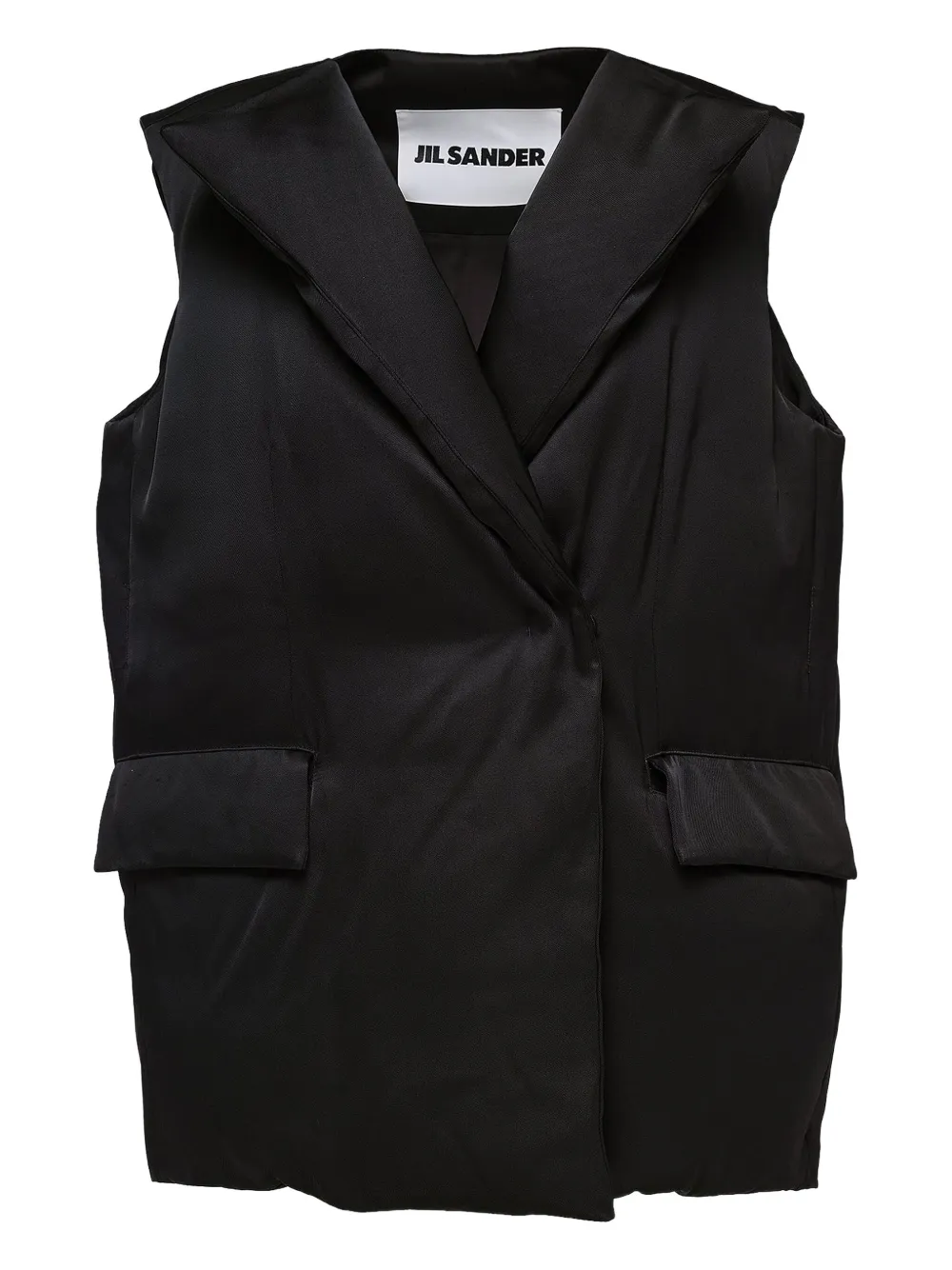 

Жилет со стегаными лацканами JIL SANDER, черный