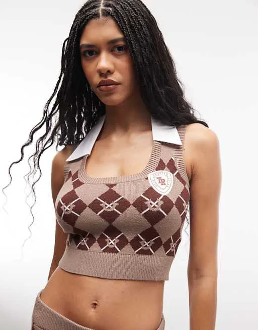 

Укороченный свитер-жилет с узором ромб True Religion