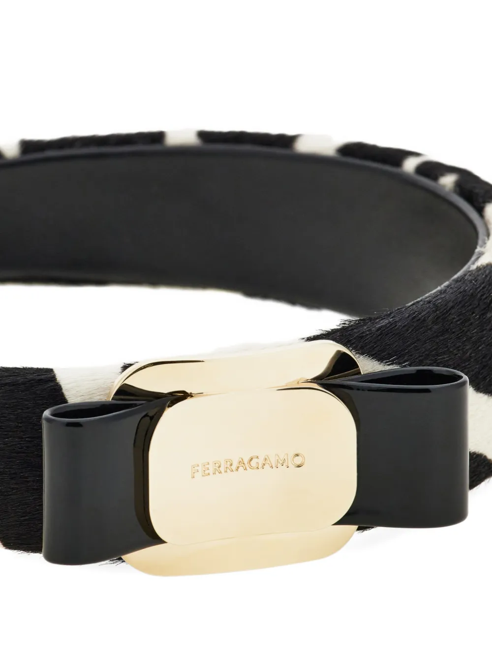 Ободок Vara Bow с зебровым принтом Ferragamo, черный — фото 3