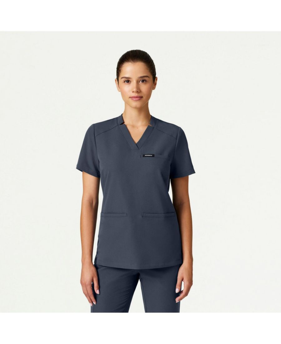 

Женская медицинская рубашка Helia с тремя карманами, облегающим силуэтом и V-образным вырезом Jaanuu, Carbon gray