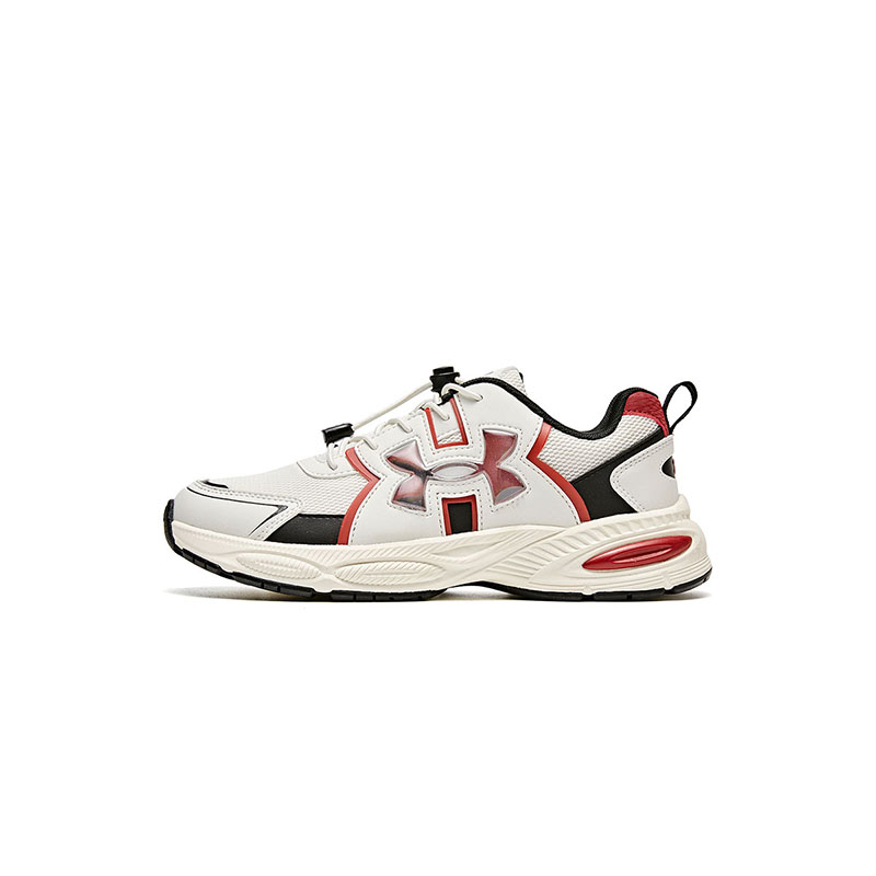 

Коллекция беговых кроссовок Anti Kick с амортизацией и износостойкостью. Низкие кроссовки для детей и подростков. Under Armour, экрю/красный