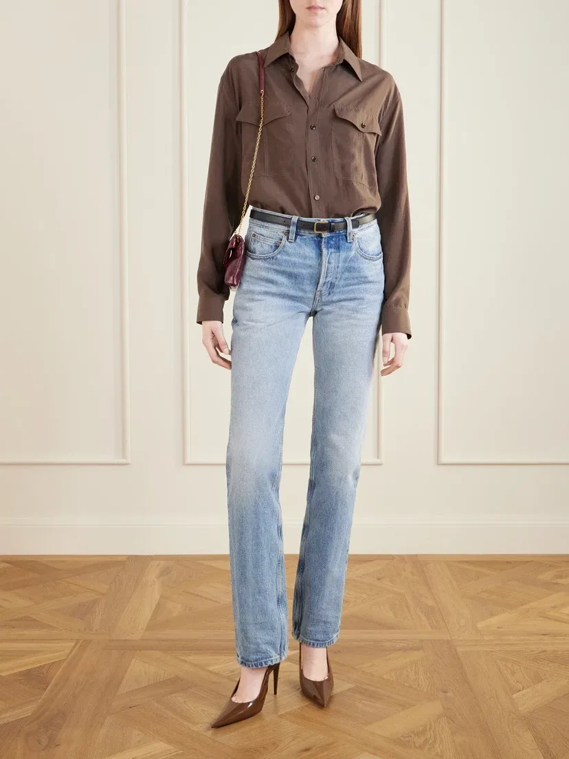 Туфли-слингбэки Guermanted из кожи SAINT LAURENT, коричневый — фото 4