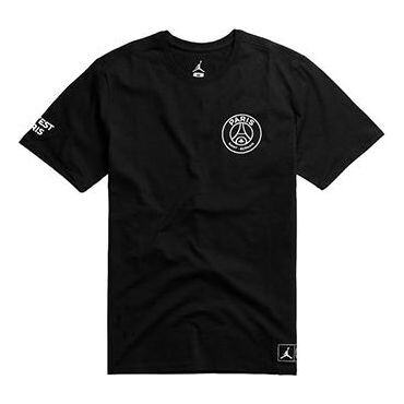 

Футболка Air Jordan X PSG Crossover Paris Saint-Germain jump man Large LOGO Short Sleeve Black, черный