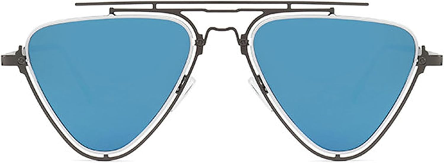 

Солнцезащитные очки Willochra Retro с двойной перемычкой, в форме «кошачий глаз», в металлической оправе, мужские, модные, треугольные, панк, женские, для активного отдыха, Blue