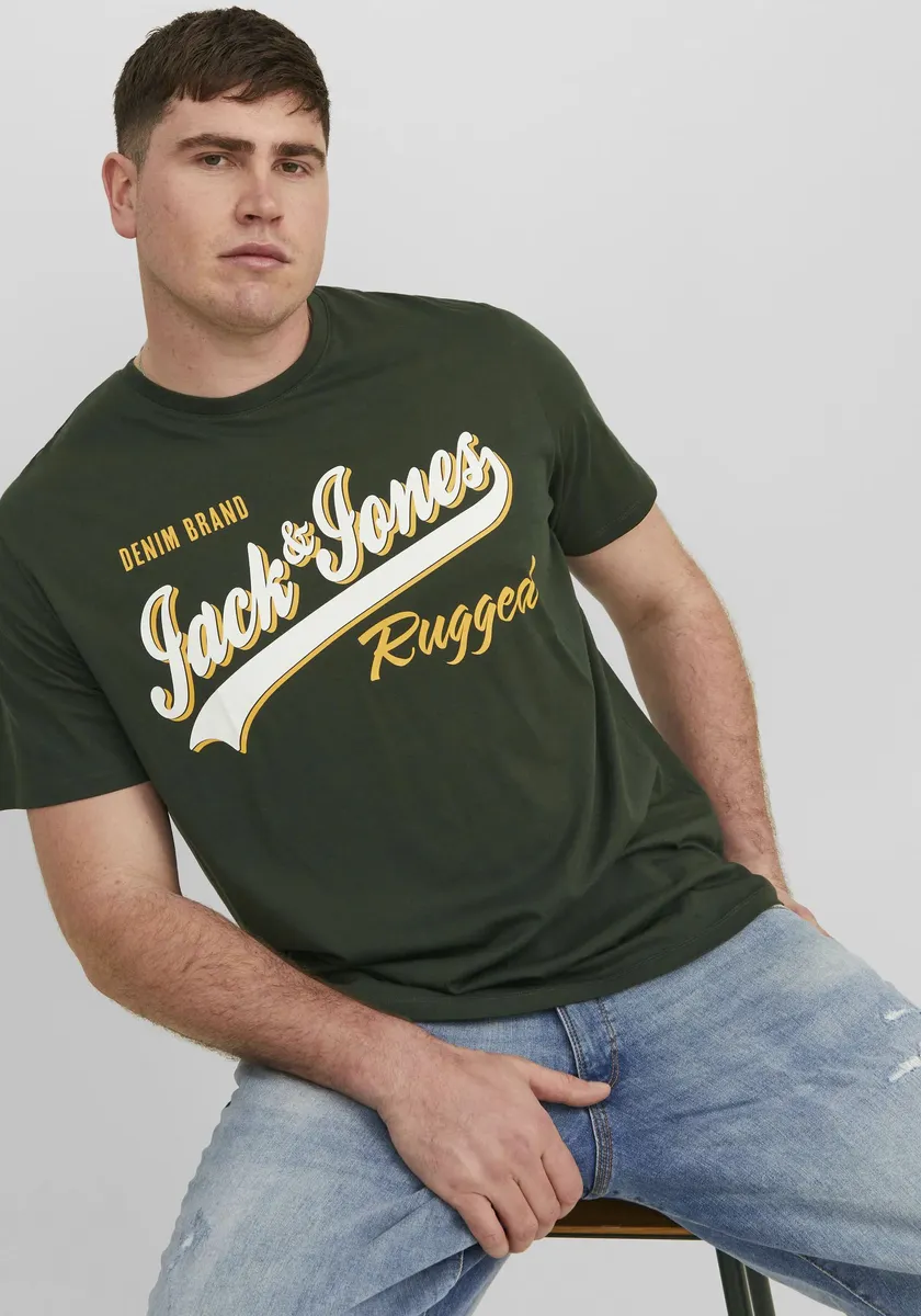 

Рубашка с круглым вырезом Jack & Jones PlusSize "JJELOGO TEE SS O-NECK 2 COL 23/24 PLS", цвет Mountain View