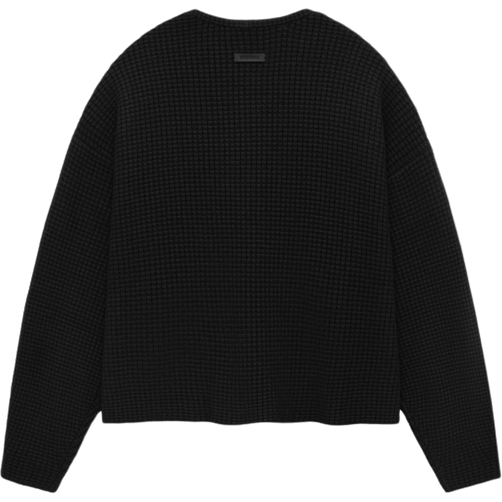 Толстый кардиган с вафельной текстурой Fear Of God Essentials, цвет обсидиановый черный/черный — фото 3