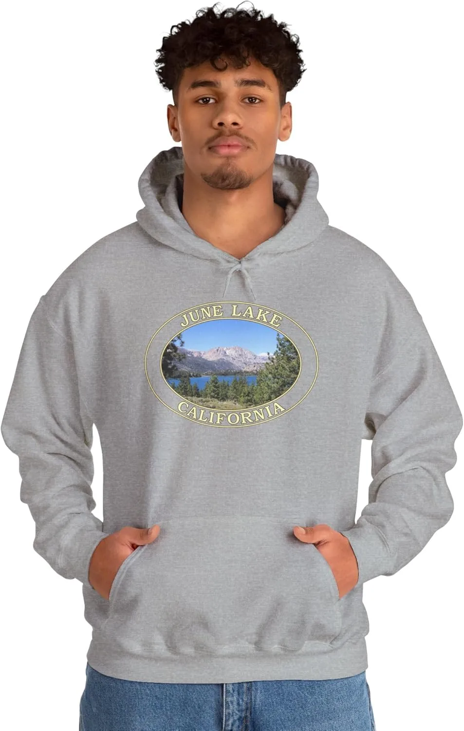 Худи June Lake California - Уютная толстовка GentleSeas с дизайном Mountain Lake - Мягкий теплый флис для любителей природы GENERIC, серый — фото 2