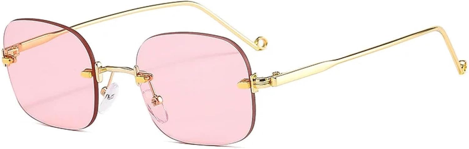 

Солнцезащитные очки с защитой от УФ-излучения UV400 | Маленькие безободковые панк-очки с синими прозрачными линзами | Для женщин и мужчин, для занятий спортом на открытом воздухе и вождения DSVIGF, C8gold-pink