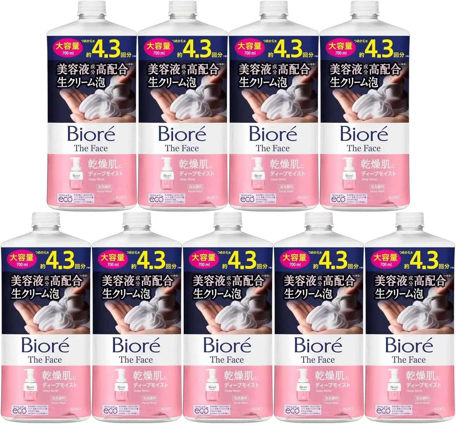 Гель-пенка для умывания Biore The Face Deep Moist, увлажняющая, 700 мл, набор 9 шт