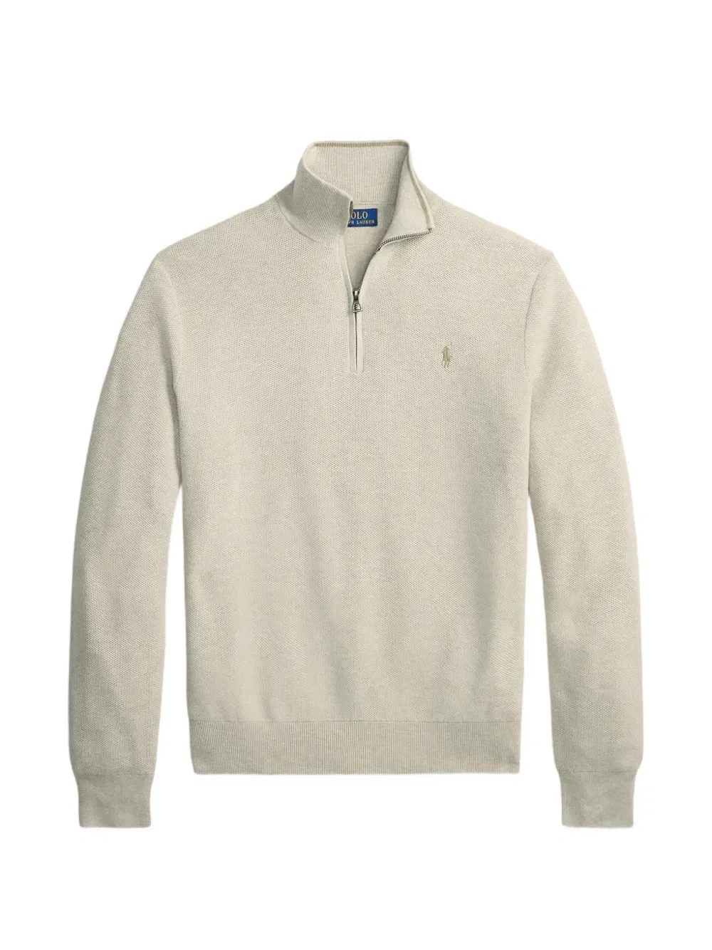 Свитер из сетчатой вязки с застежкой-молнией на четверть длины Polo Ralph Lauren, нейтральный