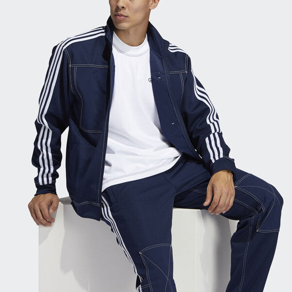 Куртка adidas originals Athletics Sports Stand Collar Jacket Navy Blue, синий — фото 2