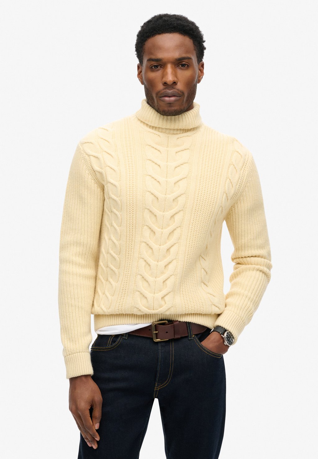 

Джемпер CABLE ROLL NECK Superdry, белый