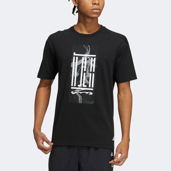 Футболка adidas WJ GFX LOGO Sports Round Neck Pullover Short Sleeve Black, мультиколор — фото 2