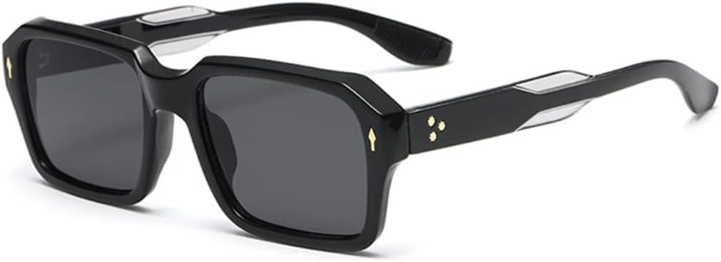 

Солнцезащитные очки для мужчин и женщин - защита UV400 - двухцветные градиентные линзы с панковскими заклепками для занятий спортом на открытом воздухе и вождения DSVIGF, Black Grey