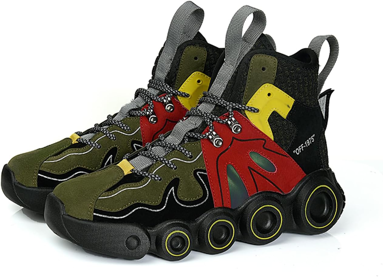 

Мужские высокие кроссовки на массивной подошве, дышащие с отражающими элементами для уличного стиля и повседневной ходьбы Zhoupulp, зеленый