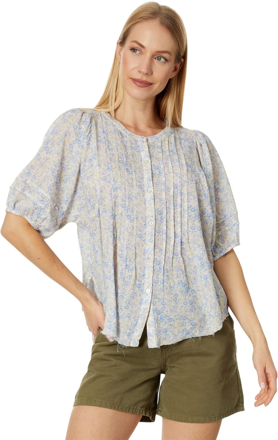 

Блуза Lucky Brand Pin Tuck Peasant Blouse, цвет Cream Multi