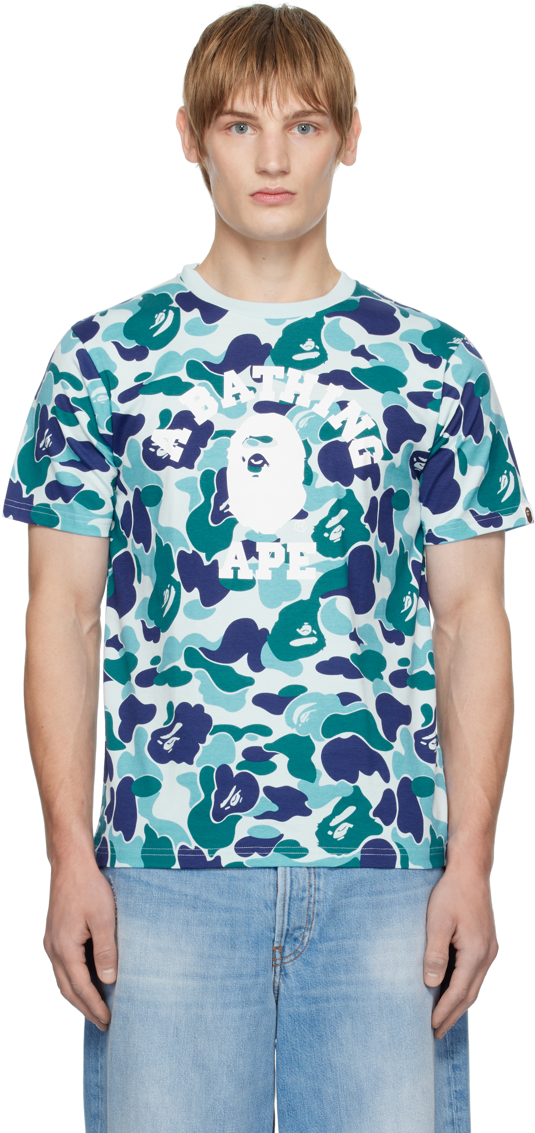 

Футболка колледжа ABC Camo BAPE, синий