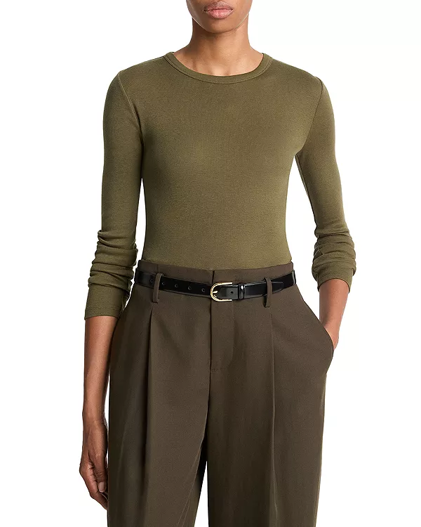 

Базовая футболка с длинным рукавом и круглым вырезом Vince, зеленый