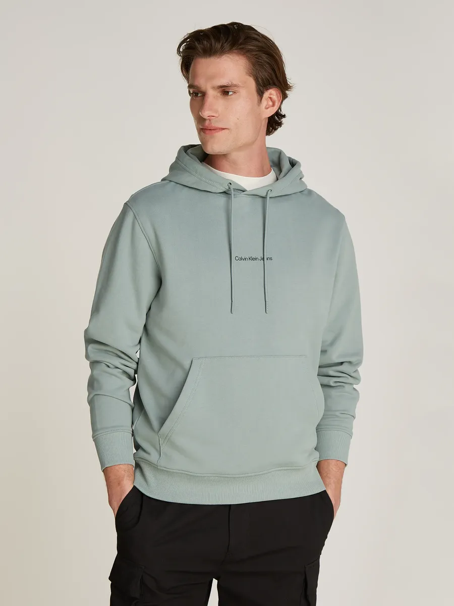 

Толстовка Calvin Klein Jeans с капюшоном "GRID MONOGRAM HOODIE" и надписью-логотипом, серый