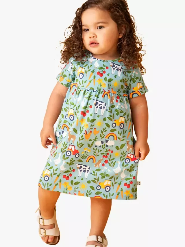 Детское хлопковое платье Tallie с короткими рукавами, On The Farm Frugi — фото 2