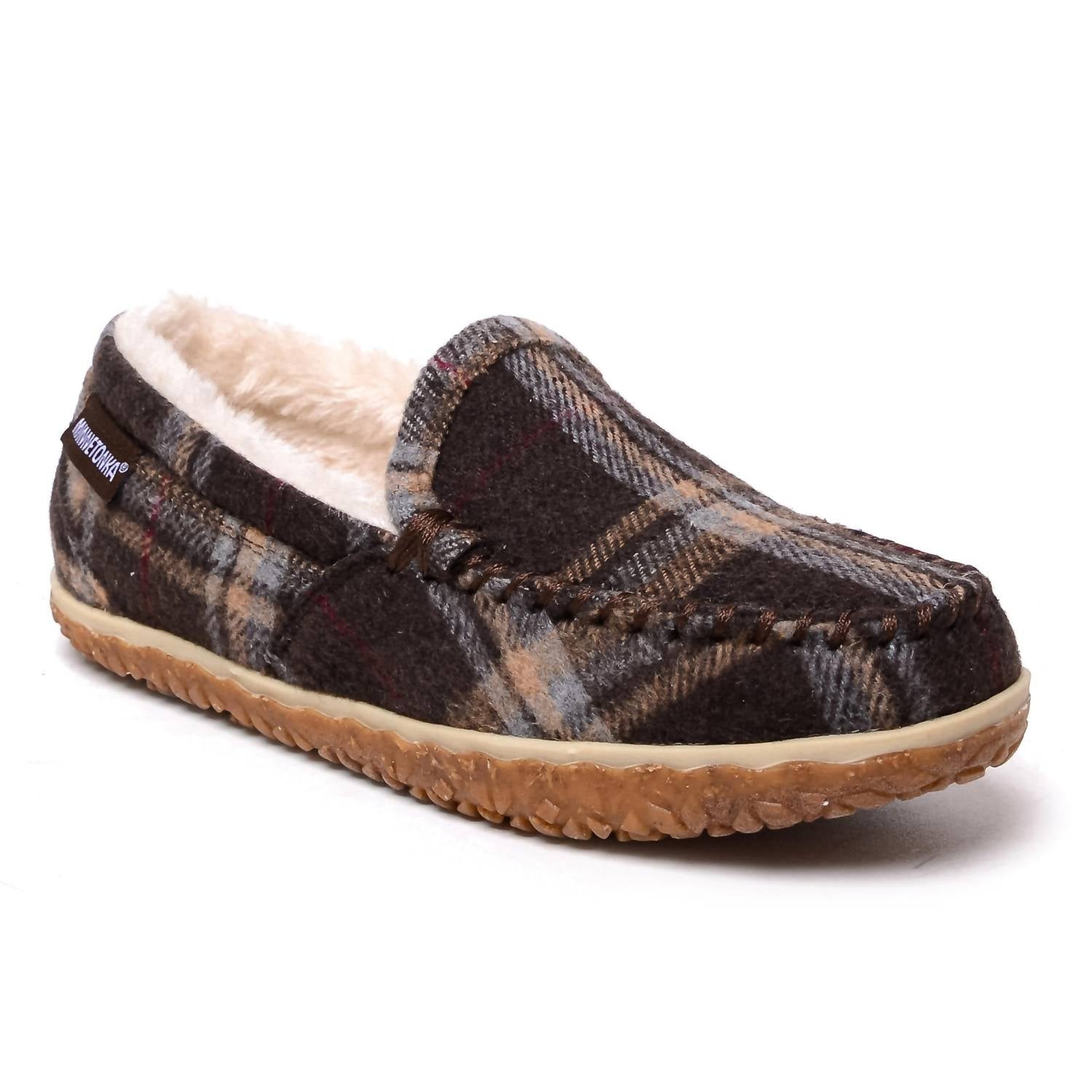 Женские мокасины Tempe Hardsole в шоколадную клетку Minnetonka