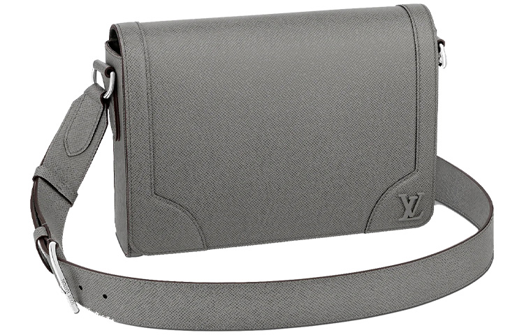 

LOUIS VUITTON Сумка-мессенджер из тисненой кожи Embossed Cow Leather, мужская, серый