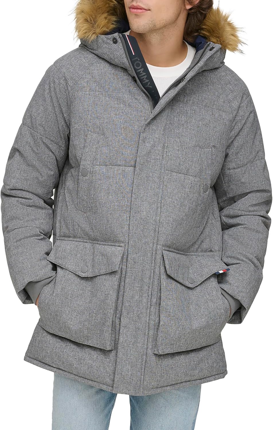 

Мужская парка Tommy Hilfiger Arctic Cloth Heavyweight Performance Parka Down Alternative Upperwear, New Heather Grey