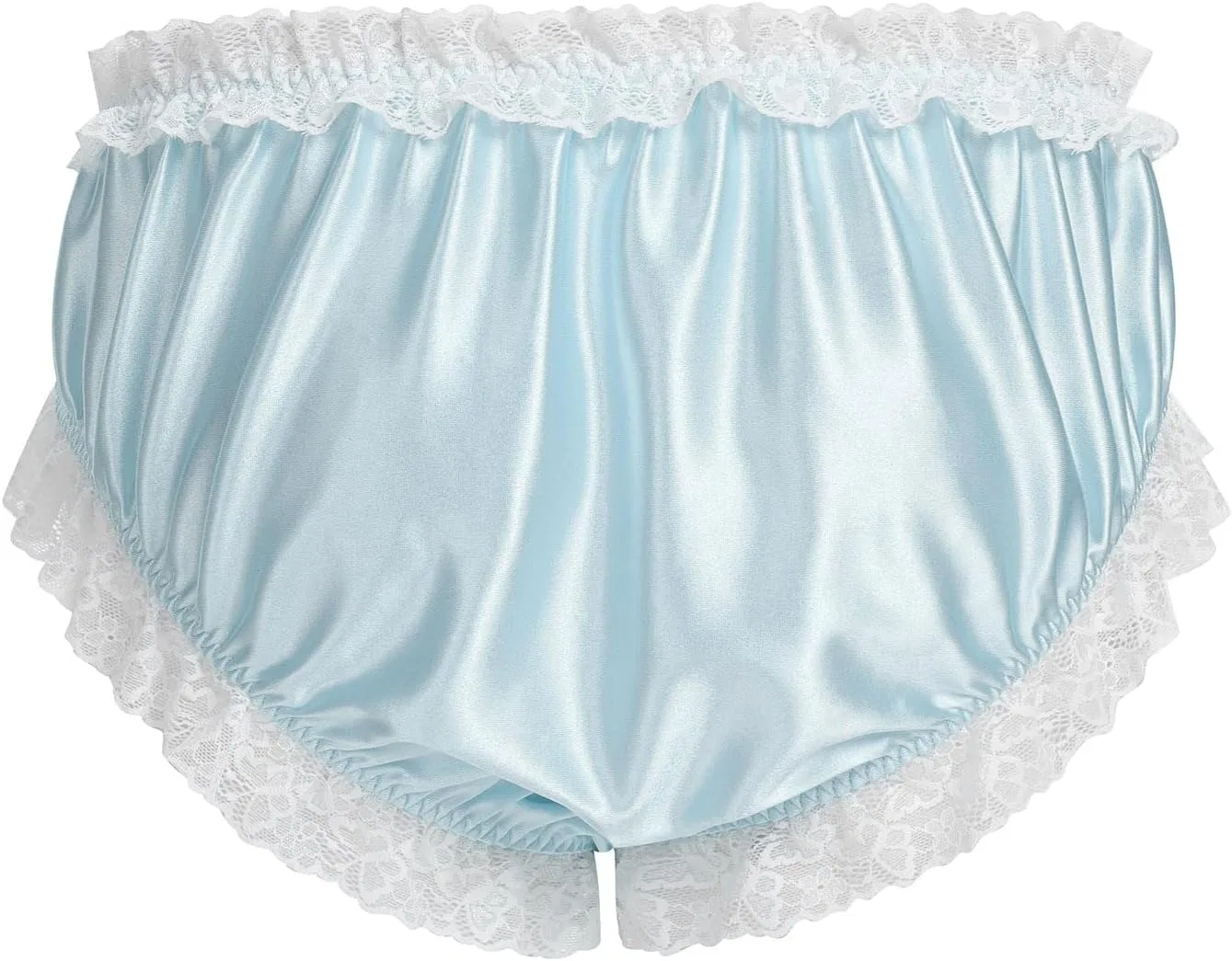 Брифы с кружевом и бантом, Satin Silk, Light Blue — фото 3