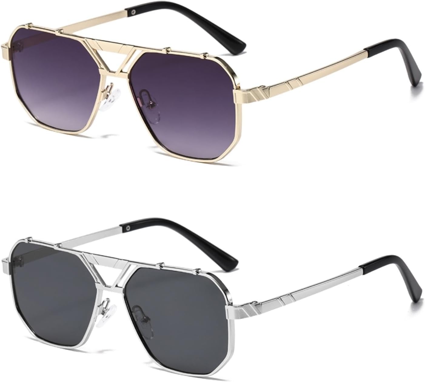 

Солнцезащитные очки с защитой UV400 | Металлические двойные перемычки, градиентные линзы | Для женщин и мужчин, для занятий спортом на открытом воздухе и вождения DSVIGF, 2pcs Z01