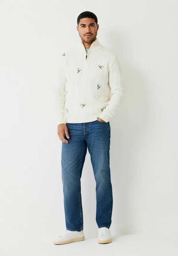 Джемпер Regular fit Christmas Ski Cable Quarter Zip Neck Next, цвет экрю-белый — фото 2