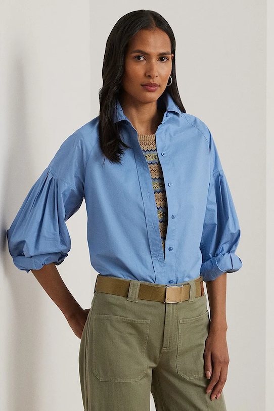 

Хлопковая рубашка Lauren Ralph Lauren, синий