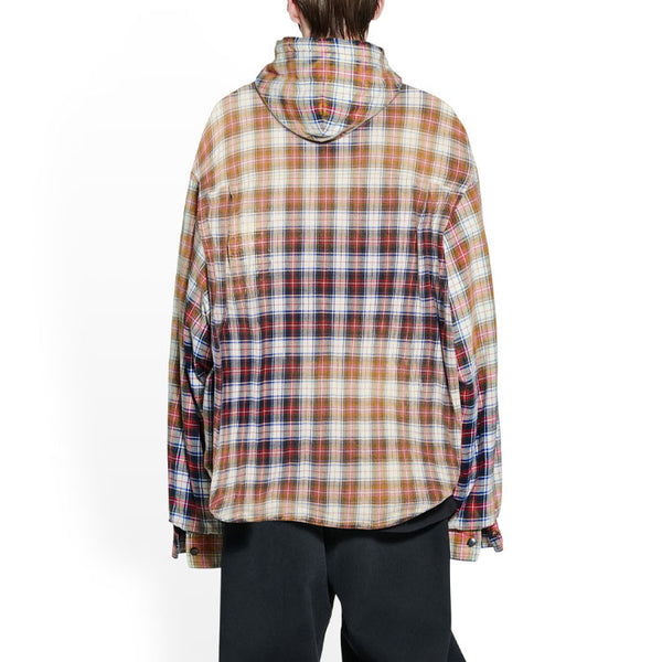 Рубашка bleached plaid long sleeve hooded shirt 'red white black' Balenciaga, красный — фото 4