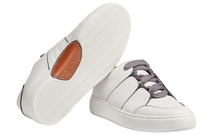 Кроссовки Tiziano Leather Low Top Lace Up мужские белые Zegna — фото 4
