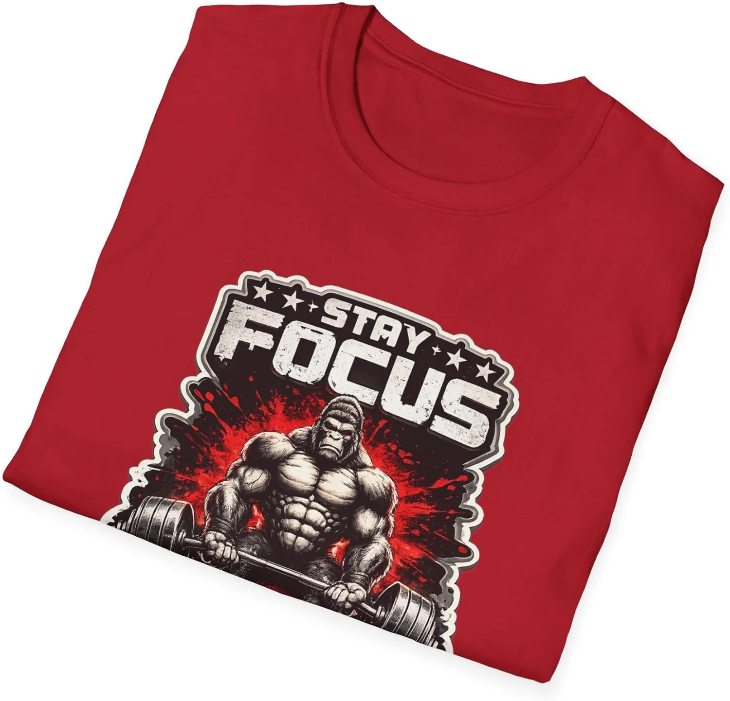 Футболка с принтом Stay Focus and Beast, GENERIC, Cherry Red — фото 4