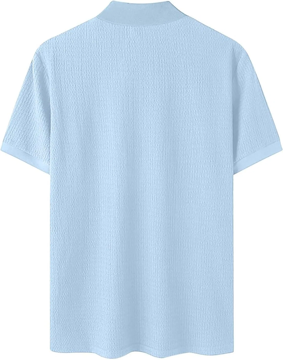 Футболка с воротником-стойкой, короткий рукав, спортивная, Ribbed Knit, синяя — фото 4
